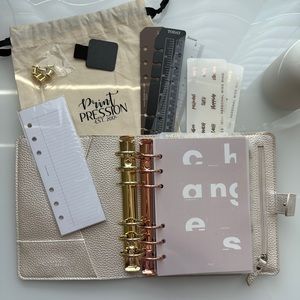 GUC- PrintPression METALLIC PERSONAL WIDE RINGS WITH SNAP - PEARL bundle